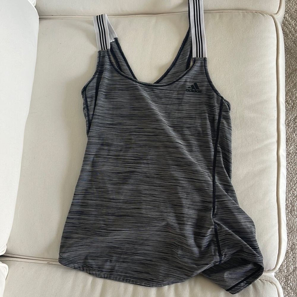 Black gray and white Adidas tank top, size small
